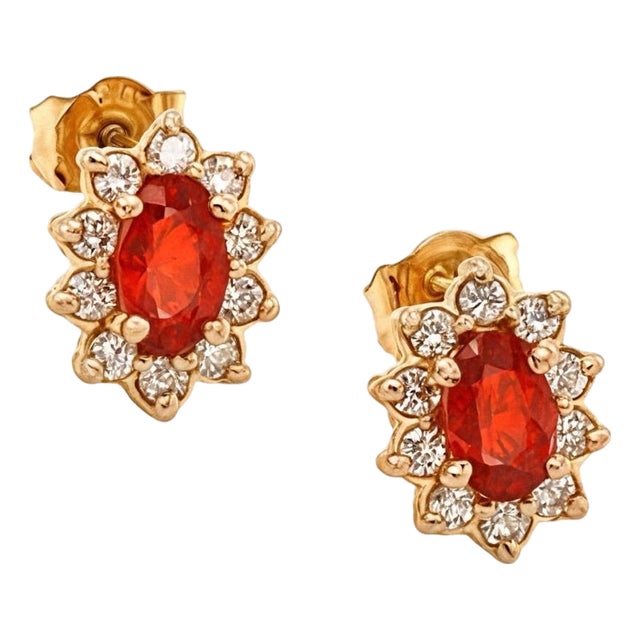 Natural Sapphire Diamond Stud Earrings 14k Gold 0.80 TCW Certified For Sale