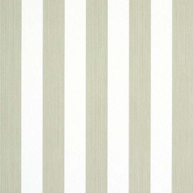 Schumacher Edwin Stripe Medium Wallpaper in Linen For Sale
