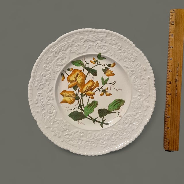 Ceramic Vintage Cauldon England Porcelain Embossed Border Floral Sweet Pea Platter For Sale - Image 7 of 11