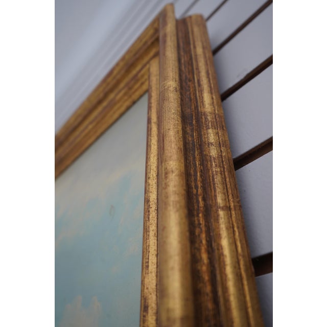Gold Framed Artist Signed Oil Painting on Canvas British Tall Ships Ocean Scene For Sale - Image 8 of 12