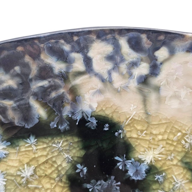 Late 20th Century Edgecomb Potters Organic Crystalline Glaze Studio Pottery Dish 10" For Sale - Image 5 of 13