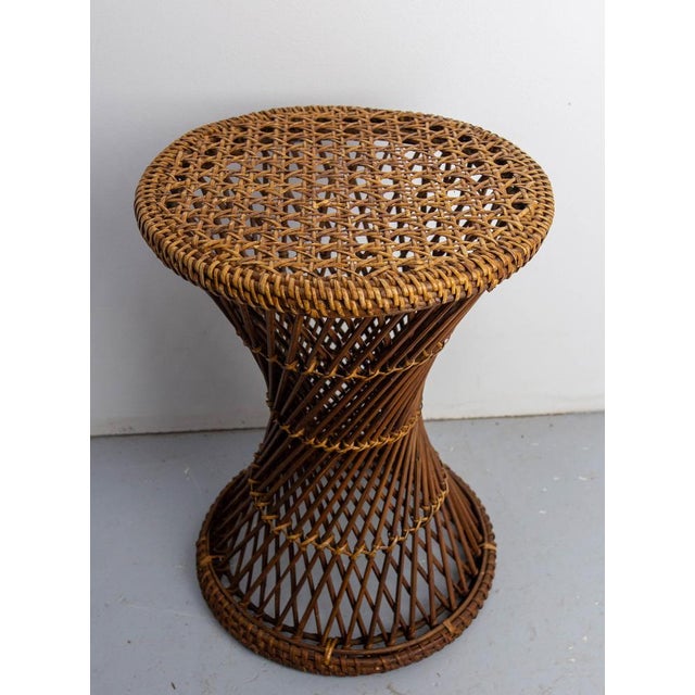 1970s French Wicker Diabolo Stool in Wicker, 1970 For Sale - Image 5 of 10