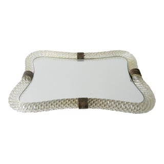 Vintage C.1950's Italian Venini Murano Braided Rope Vanity, Display Tray With Brass Hand-Forged Bandings For Sale