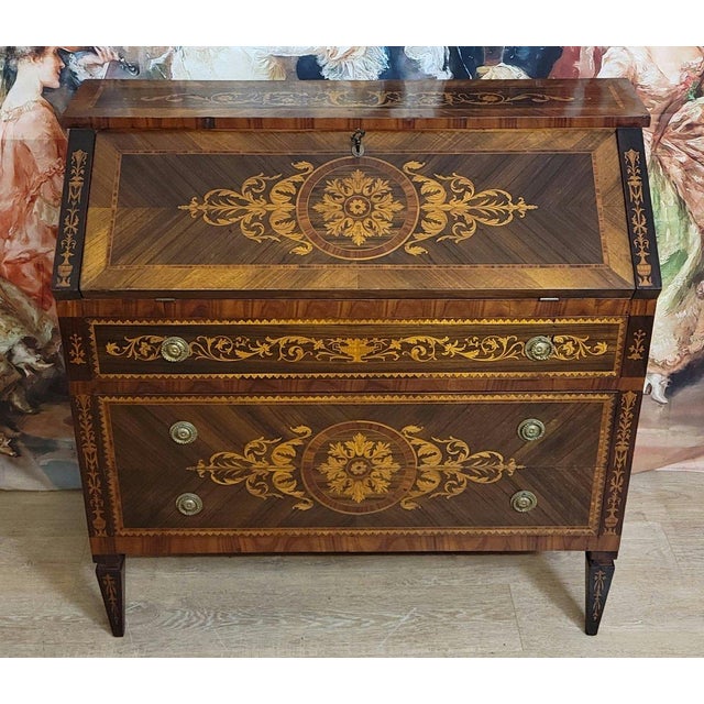 Louis XV Drop-Front Commode in Wood, 1890s For Sale - Image 3 of 8