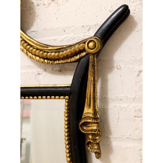 Hollywood Regency Vintage Hollywood Regency Black & Gold Gilt Wall Mirror For Sale - Image 3 of 12