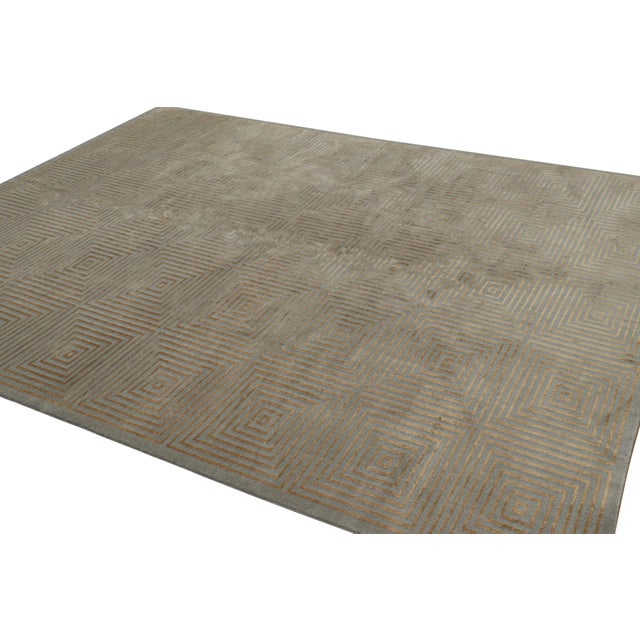 Rug & Kilim Rug & Kilim’s Cubist Style Rug in Gray With Bronze Geometric Patterns “Dorian” For Sale - Image 4 of 8