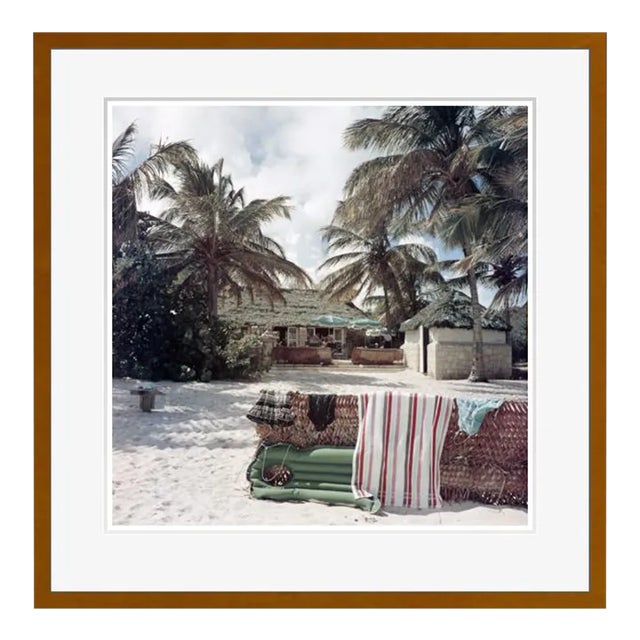 Antigua Beach Club 1960 by Slim Aarons Brown Framed C Print For Sale