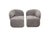 Set of 2 right arm and left arm accent chairs in brown chenille fabric has matte brass bases made of powder-coated iron....