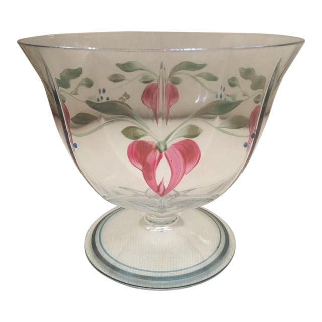 Orefors Sweden flower painted bowlガラス工芸 Vintage Orrefors Sweden Hand-Painted Glass Bowl | Chairish
