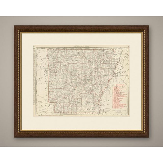 This antique map of Arkansas, published by Rand McNally in 1899 as a double-page sheet in its indexed atlas, shows the...