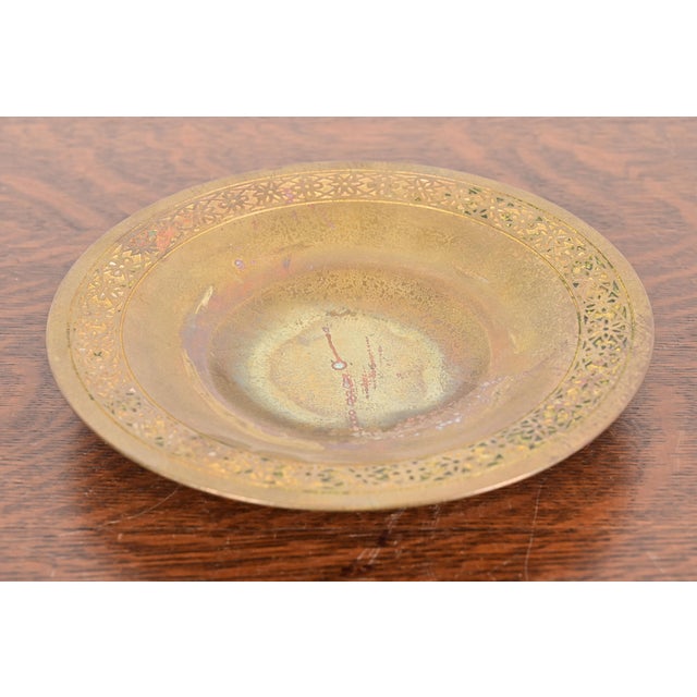 A gorgeous Arts & Crafts or Art Deco period gilt bronze shallow bowl or plate with decorative border By Tiffany Studios...