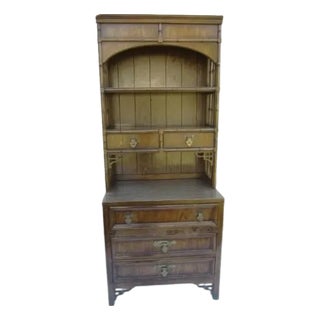 Vintage Faux Bamboo Wood Cabinet Hutch by Dixie Shangri La Collection For Sale