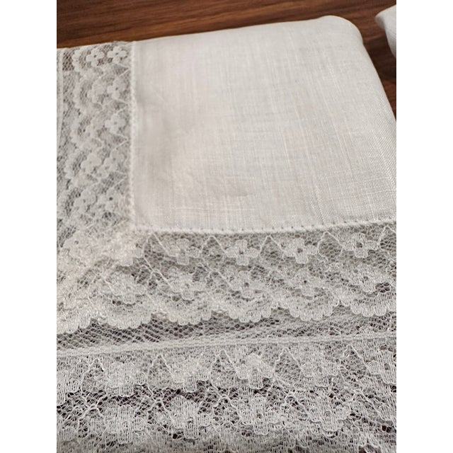 English Mid 20th Century Vintage Lace Handkerchiefs -A Pair For Sale - Image 3 of 10