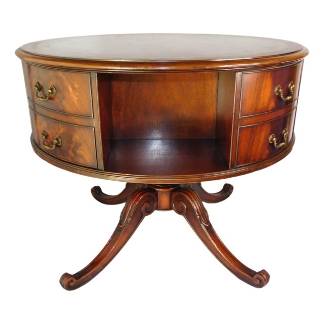 1940s Vintage Heirloom Weiman English Regency Rotating Drum Table #:614 For Sale