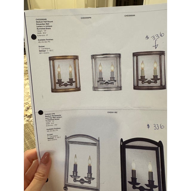 2010s Pair Visual Comfort Edwardian Lantern Decorative Sconces For Sale - Image 5 of 5