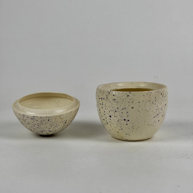 Postmodern Vintage Signed Exclusively Made Ceramic Egg Shaped Lidded Canister For Sale - Image 3 of 7