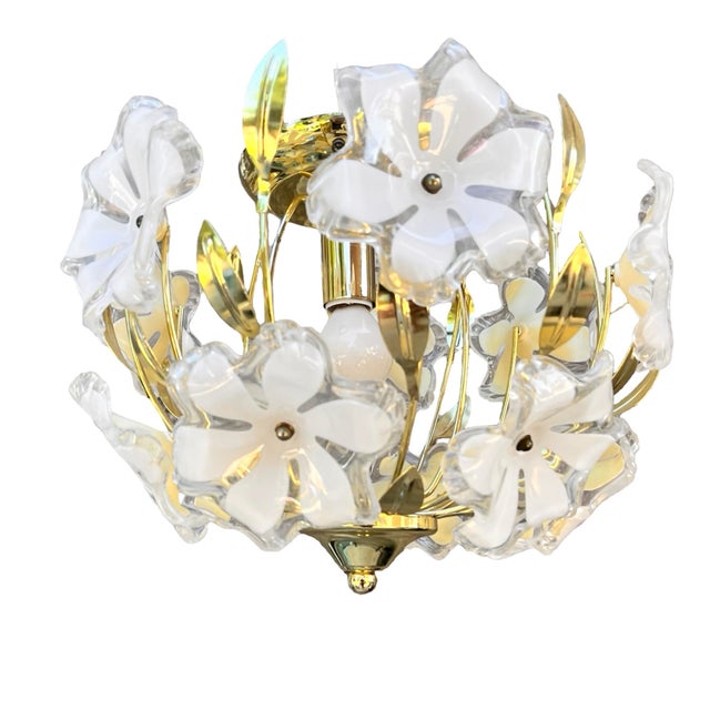 1980s Hollywood Regency Floral Ceiling Lamp, Italy, 1980s For Sale - Image 5 of 17