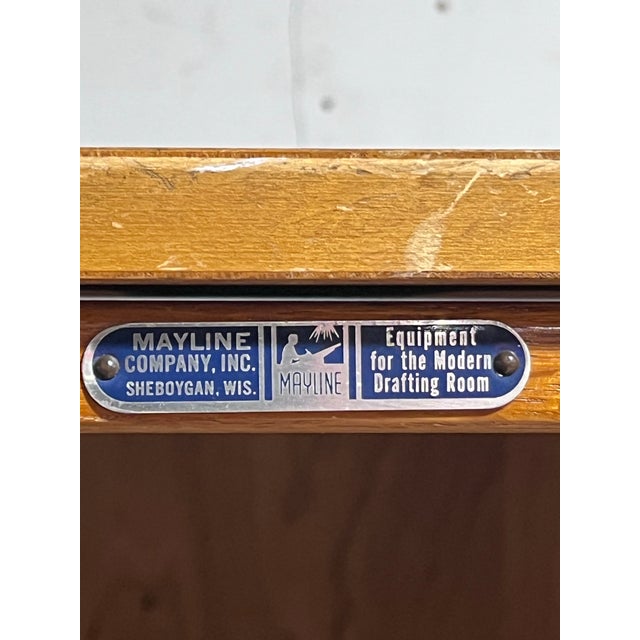 Vintage Mayline Stackable Wood Flat File Cabinets Four Sections With Original Base & Top. For Sale - Image 12 of 12