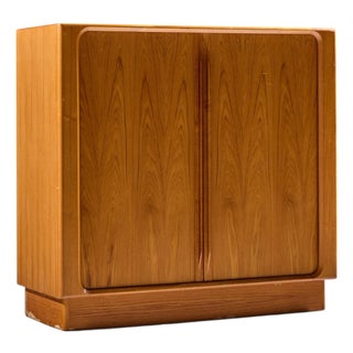 Bernhard Pedersen Mid Century Danish Teak Tambour Door Armoire Dresser For Sale