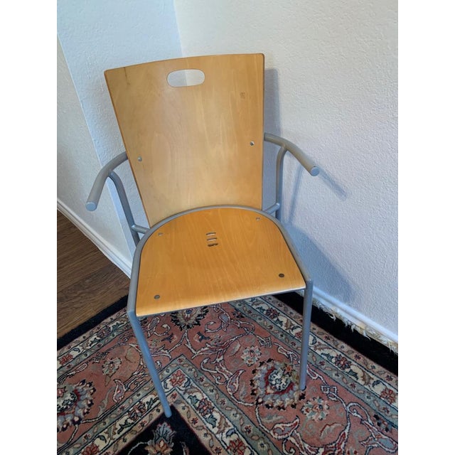Coffee 1970s Modernist Chair With Laminated Plywood Seat For Sale - Image 8 of 9
