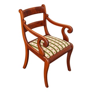 19th Century Antique Edwardian / Sheraton Revival Style Mahogany Armchair For Sale