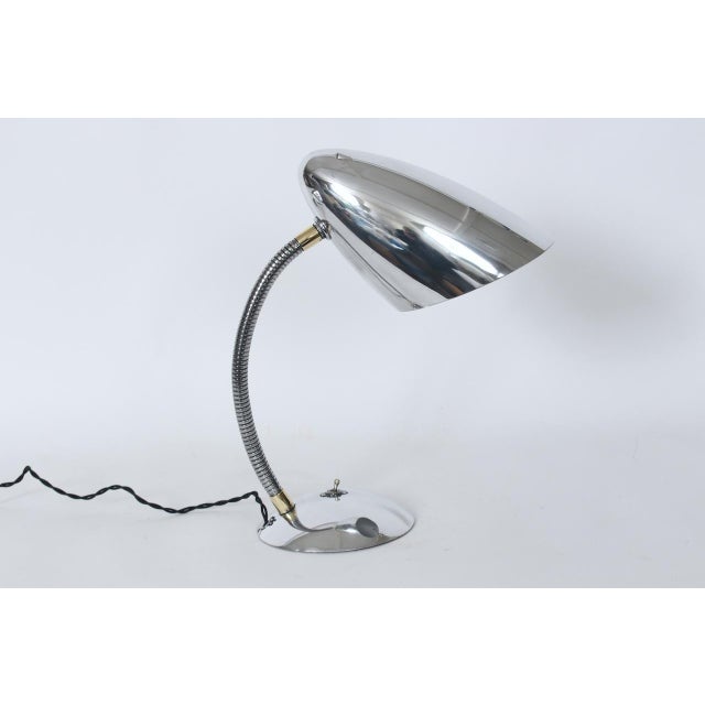 Kurt Versen Kurt Versen Style Polished Aluminum Cone Shade Gooseneck Desk Lamp, C. 1950 For Sale - Image 4 of 12