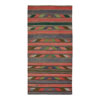 Vintage Persian Bidjar Kilim in Red, Blue and Green Geometric Patterns by Rug & Kilim For Sale