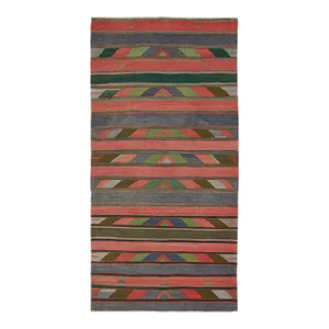 Vintage Persian Bidjar Kilim in Red, Blue and Green Geometric Patterns by Rug & Kilim