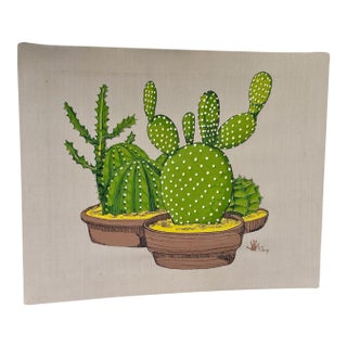 Mid-20th Century Ed Tillary Cactus Textile Wall Hanging For Sale