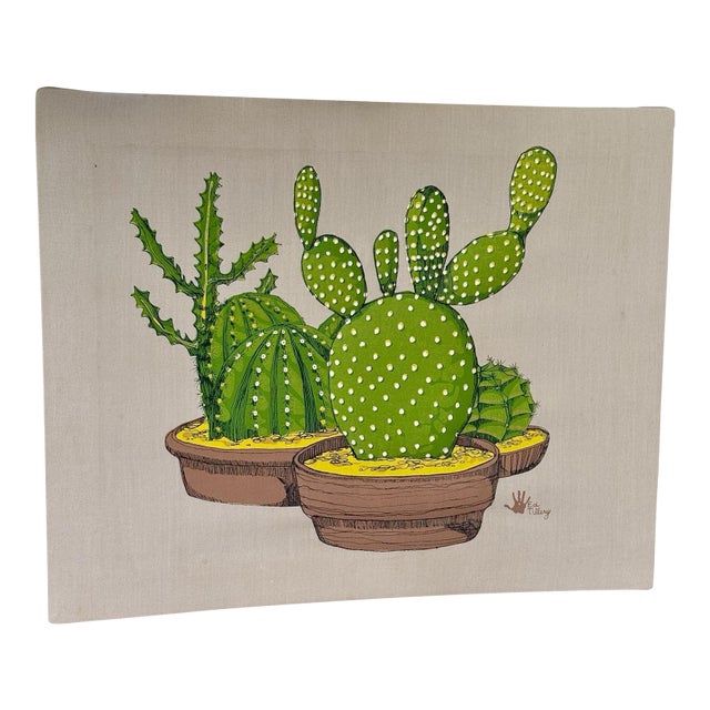 Mid-20th Century Ed Tillary Cactus Textile Wall Hanging For Sale