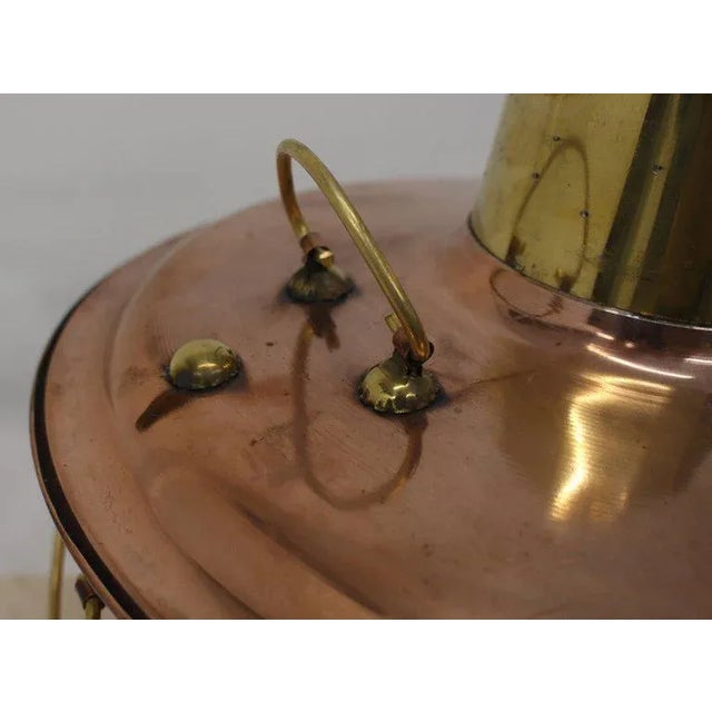 Copper and Brass Coal Burning Food Warmer Removable Chimney Samovar For Sale - Image 6 of 9