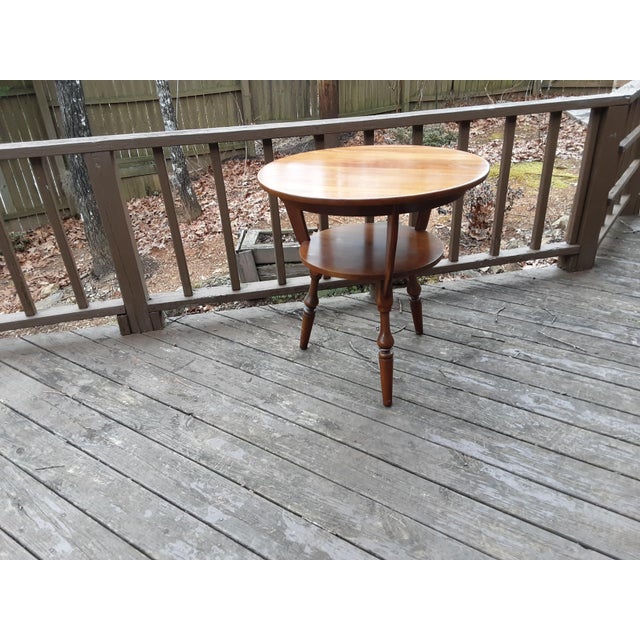 Vintage Bucks County Two-Tier Provincial, Mid Century Modern, Solid Cherry Gueridon Accent Table For Sale - Image 9 of 9
