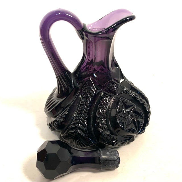 Early 20th Century Amethyst Glass Moon and Star Cruet With Stopper For Sale - Image 9 of 12
