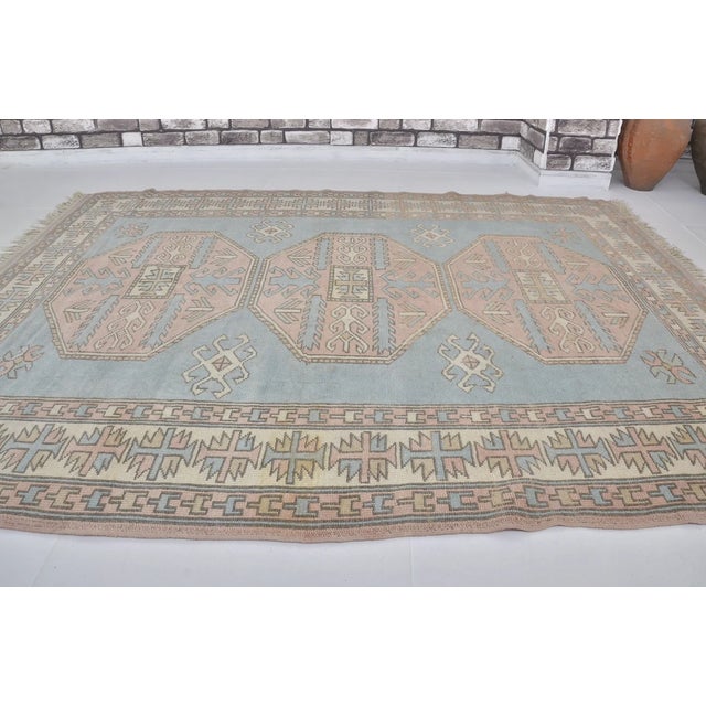 Light Turqouise Vintage Anatolian Carpet For Sale In Phoenix - Image 6 of 10
