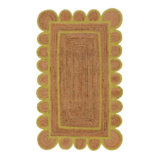 Margarita Scallop Jute Hand Made Bohemian Rug 3x8 Ft. For Sale
