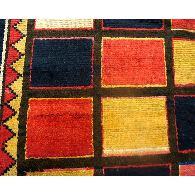 Tribal 1930s Colorful Checks Tribal Antique S. Persian Gabbeh Rug 5'10" X 9'4" Handknotted Wool Carpet For Sale - Image 3 of 6