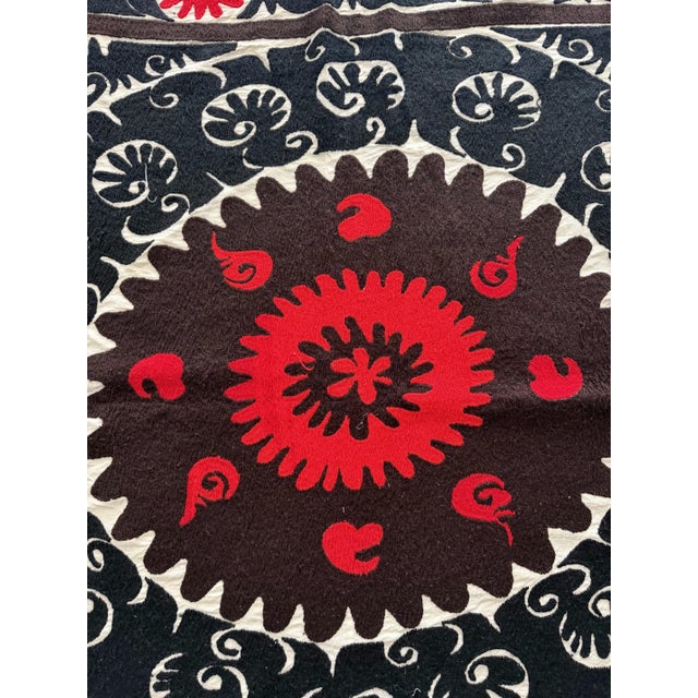 Boho Vintage Suzani from Bukhara, circa mid-1960s. Dimension; 60'' x 63'' inches / 153 x 160 cm / 5'0'' x 5'3'' Material:...