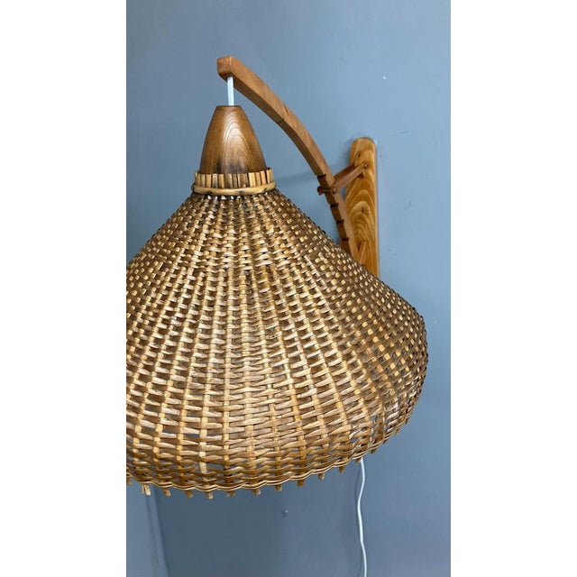 Wood Mid-Century Adjustable Wall Lamp attributed to Pokrok Zilina, 1962 For Sale - Image 7 of 15