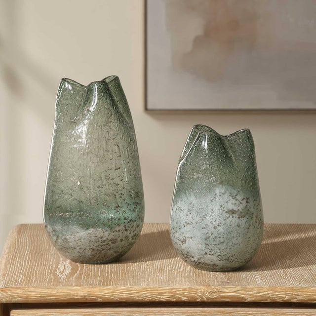 Modern Chianti Seeded Glass Vases Set/2 For Sale - Image 3 of 5