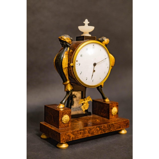 Wood Biedermeier Table Clock, Austria, 1820 For Sale - Image 7 of 9