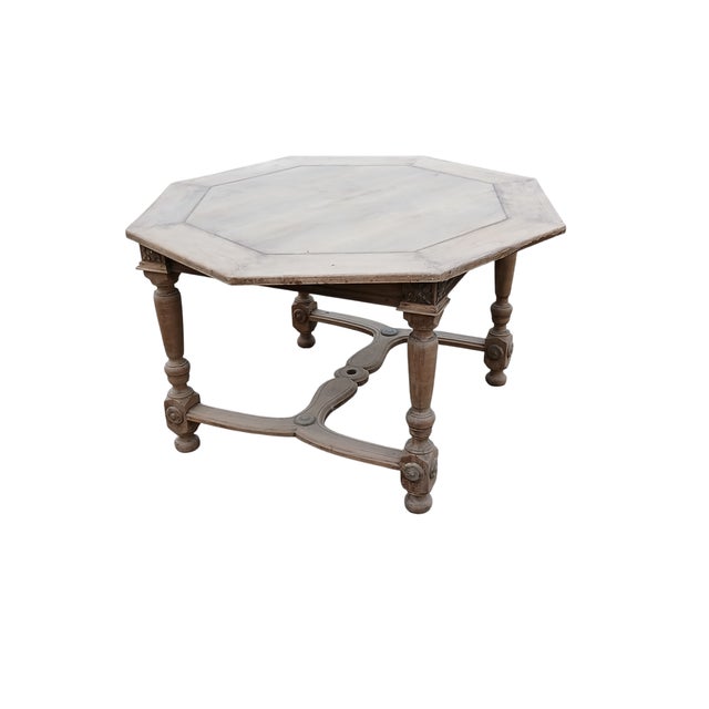 Antique French Louis XIII Style Octagonal Walnut Table, 1860 For Sale - Image 3 of 7
