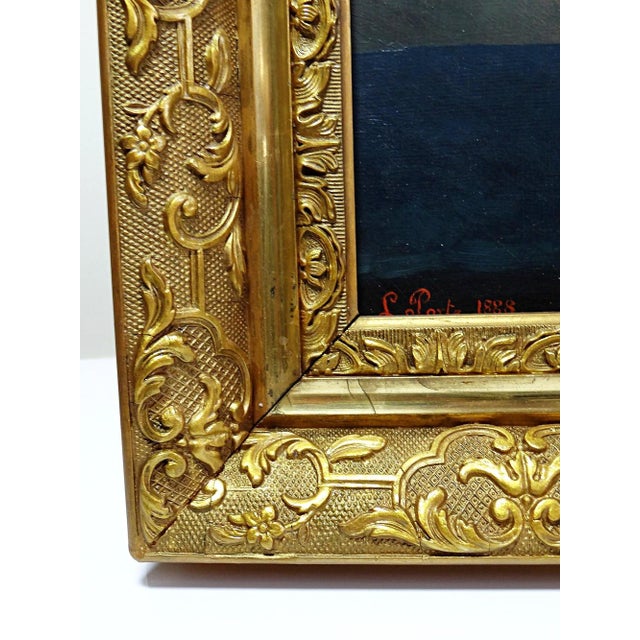 L. Porte, Still Life with Chrysanthemums, 1888, Oil on Canvas, Framed For Sale - Image 7 of 15