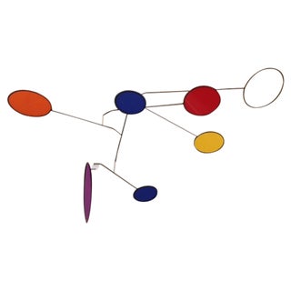 Colorful Nylon & Metal Hanging Calder Style Mobile For Sale