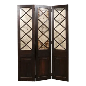 Mid 20th Century Wood & Mirrored Folding Screen