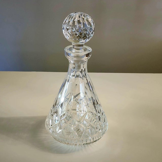Waterford Lismore Roly Poly Cut Crystal Barware Decanter & Faceted Ball Stopper by Waterford For Sale - Image 4 of 13