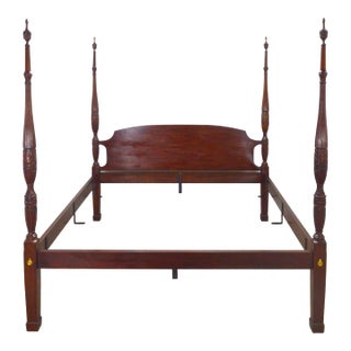 Henkel Harris Rice Carved King Mahogany Bed For Sale