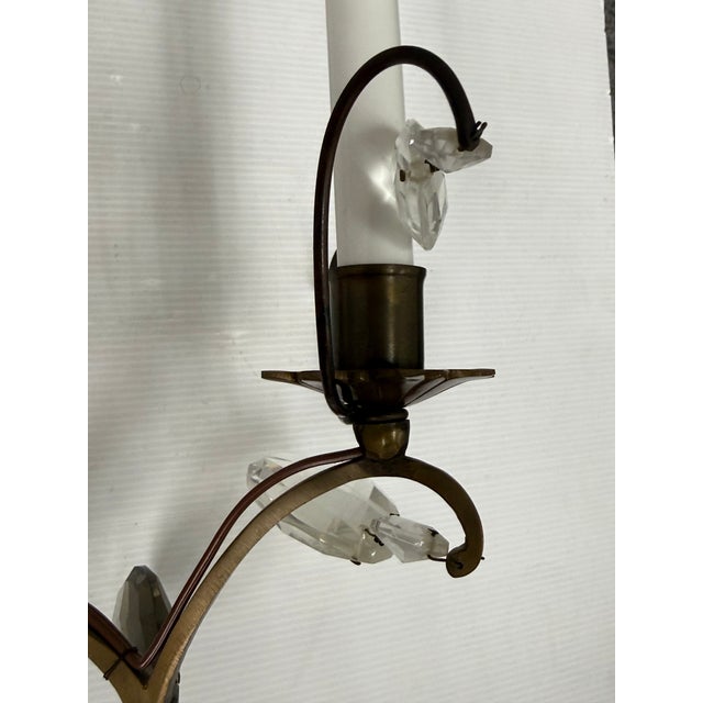 Hollywood Regency Crystal Prism Five Light Wall Sconce, Vintage For Sale - Image 10 of 12