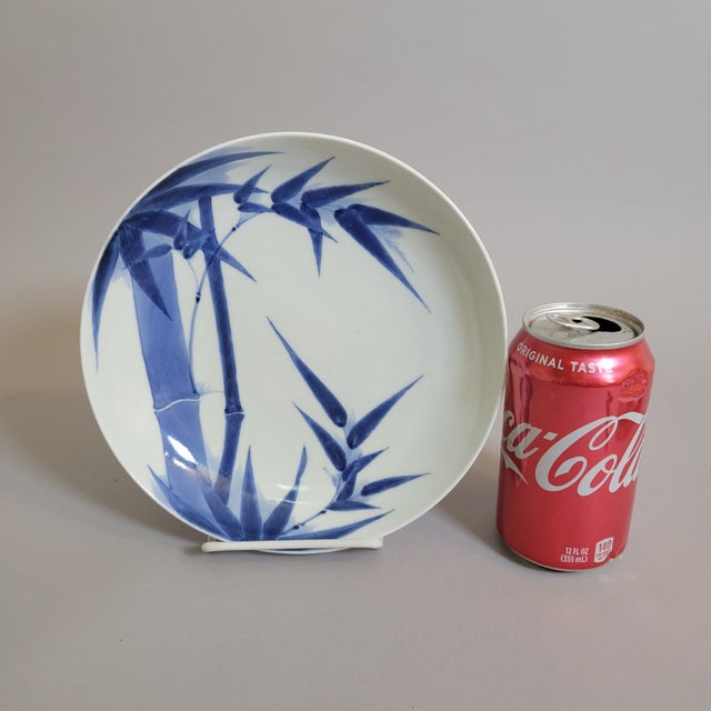 Japanese Japanese Blue & White Porcelain Bamboo Dish, Late 19th Century For Sale - Image 3 of 6