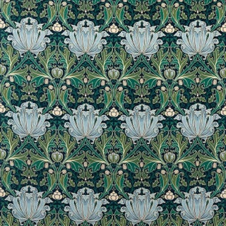 Morris & Co Helena Velvet Fabric in Indigo/Boughs For Sale