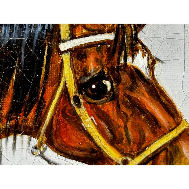 Masterful Victorian Equine Portrait Oil Painting c.1840 William the Conqueror Horse in Stable by Samuel Spode For Sale - Image 13 of 18